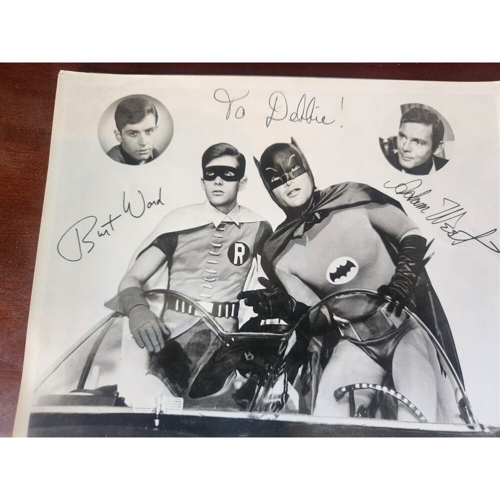 Adam West Burt Ward Dual Signed Batman 8x10 B&W Autograph Photo